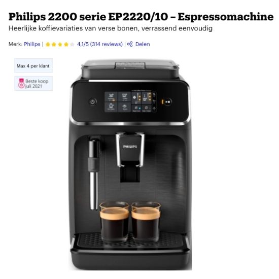 philips koffiemachine beste koop